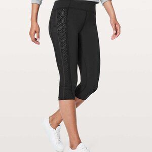 Lululemon Black Get Your Peek On Cropped 17" Leggings Women Size 6